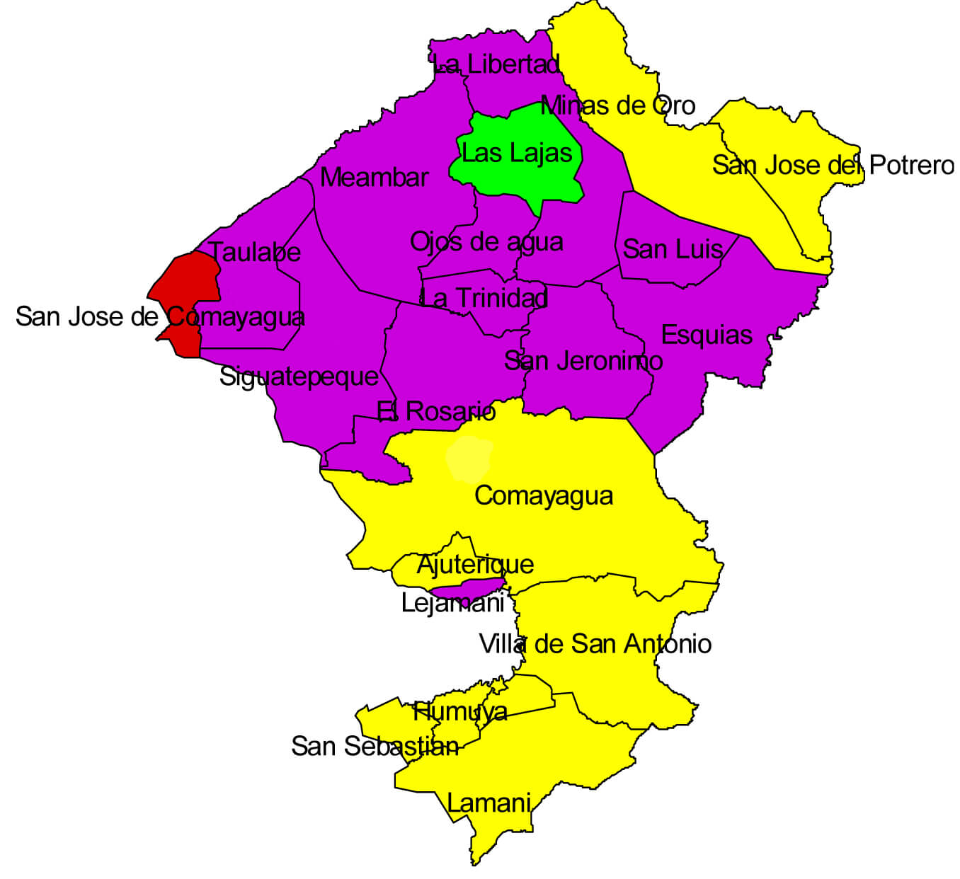Mapa Departamento de Comayagua